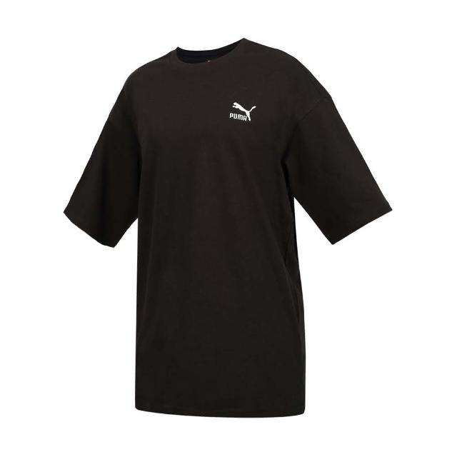 【PUMA】男女款流行系列CLASSICS寬鬆短袖T恤-歐規 休閒 慢跑 上衣 黑(67918801)