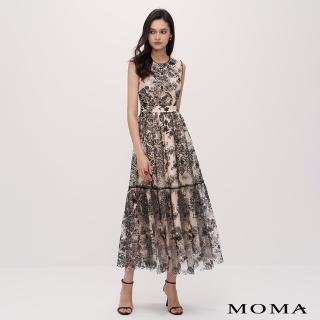 【MOMA】夏形象款｜法式花卉蕾絲長洋裝(黑色)