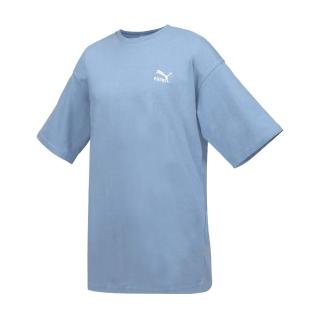 【PUMA】男女款流行系列CLASSICS寬鬆短袖T恤-歐規 休閒 慢跑 上衣 莫蘭迪藍(67918820)