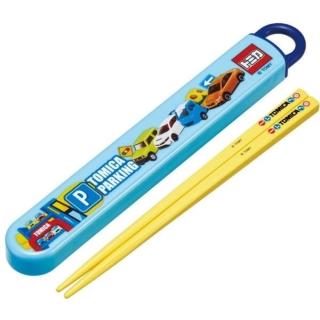 【小禮堂】SKATER TOMICA 多美小汽車 兒童塑膠筷附收納盒 ABS2AMAG - 藍黃款(平輸品)