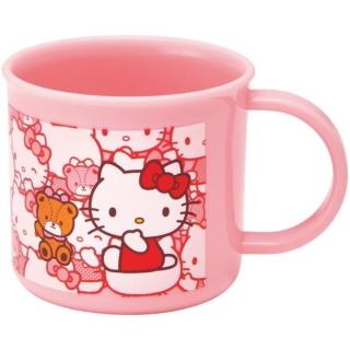 【小禮堂】SKATER Hello Kitty 兒童單耳塑膠杯 200ml Ag+ - 粉滿版坐姿款(平輸品)
