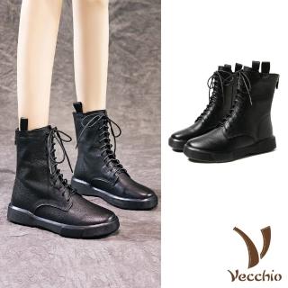 【Vecchio】真皮馬丁靴 牛皮馬丁靴/全真皮頭層牛皮經典百搭帥氣馬丁靴(黑)