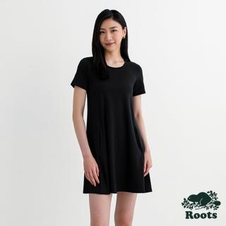 【Roots】Roots 女裝- ACTIVE短袖平織洋裝(黑色)