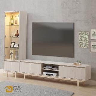 【WAKUHOME 瓦酷家具】Ariel極簡主義白楓木7尺TV櫃+2尺展示櫃A015-212+217