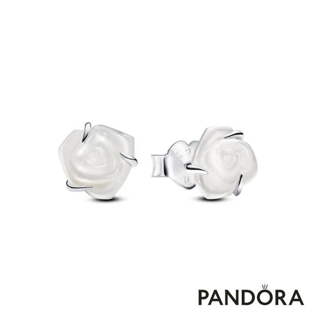 【Pandora 官方直營】白玫瑰綻放耳環