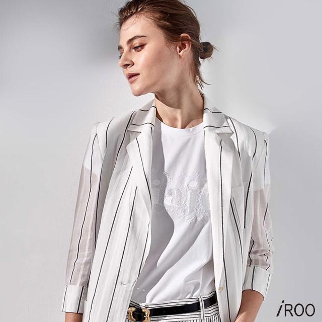 【iROO】條紋休閒版西裝外套