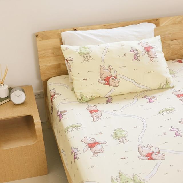 【Norns】迪士尼小熊維尼100%天絲單人床包枕套組(吸濕排汗 寢具 含床包*1 枕套*1)