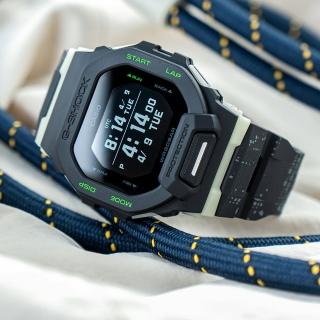【CASIO 卡西歐】G-SHOCK 方形迷彩運動潮流數位藍牙智慧腕錶/黑(GBD-200LM-1)