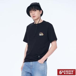 【5th STREET】男裝動物圖案短袖T恤-黑色