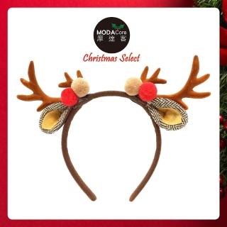 【摩達客】耶誕派對-雙小鹿角雙色球耳朵髮箍(咖啡色系)