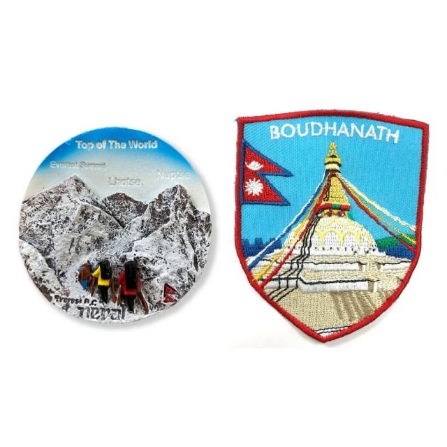 【A-ONE 匯旺】尼泊爾紀念品磁鐵+尼泊爾 滿願塔 刺繡裝飾貼2件組 造型立體磁鐵(C118+265)