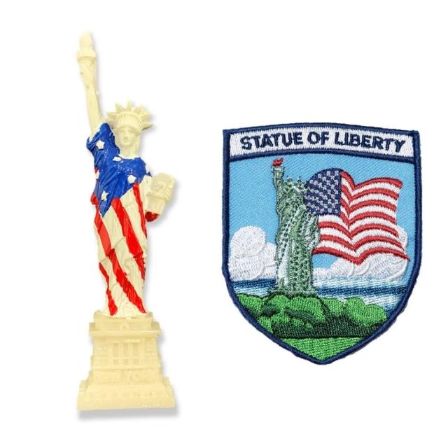 【A-ONE 匯旺】美國紐約自由女神彩色磁鐵+美國 自由女神臂章2件組文青吸鐵 網紅打卡地標(C200+161)