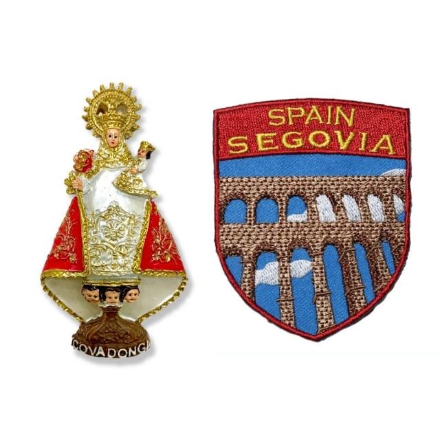 【A-ONE 匯旺】西班牙旅遊磁鐵+西班牙 塞哥維亞貼布繡2件組特色3D磁鐵 創意地標磁鐵(C216+173)