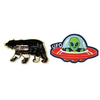 【A-ONE 匯旺】阿拉斯加熊世界旅行磁鐵+美國 外星人UFO燙貼2件組世界旅行磁鐵 紀念品(C188+224)