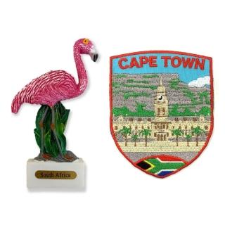 【A-ONE 匯旺】南非紅鶴冰箱磁鐵+南非開普敦補丁貼2件組可愛磁鐵 卡通磁鐵 出國禮物(C179+415)