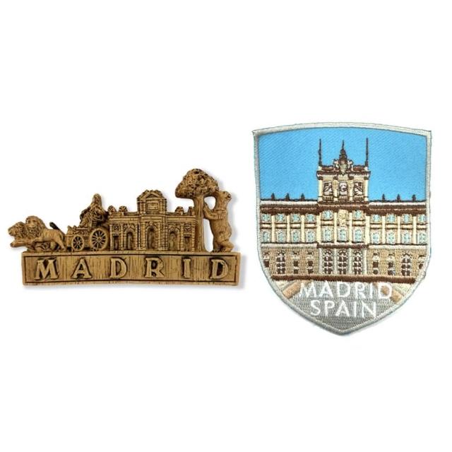 【A-ONE 匯旺】西班牙 馬德里生活家居磁鐵+西班牙 馬德里皇宮刺繡裝飾貼2件組彩色磁鐵 冰箱磁鐵(C206+251)
