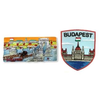【A-ONE 匯旺】匈牙利布達佩斯大橋3D立體磁鐵+匈牙利 布達佩斯電繡刺繡2件組彩色磁鐵(C193+230)