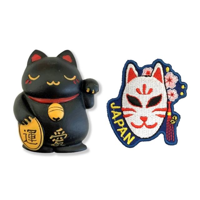 【A-ONE 匯旺】日本可愛招財貓立體冰箱貼+日本 Q版 貓咪面具電繡刺繡2件組特色地標 3D立體(F620+195)