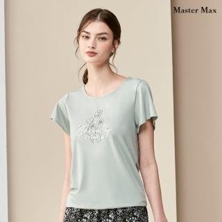 【Master Max】質感康乃馨圖騰繡線圓領上衣(8317069)