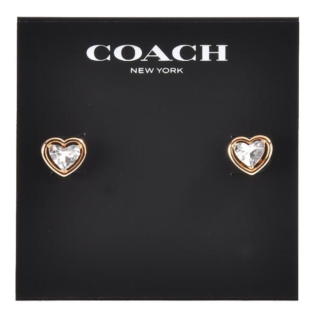 【COACH】愛心光環亮鑽造型穿式耳環(-金色)