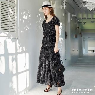 【mia mia】字母格紋雪紡長洋裝