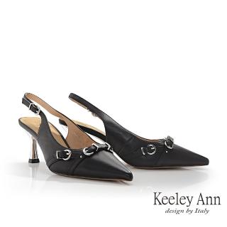 【Keeley Ann】率性金屬釦後空鞋(黑色424667210-Ann系列)