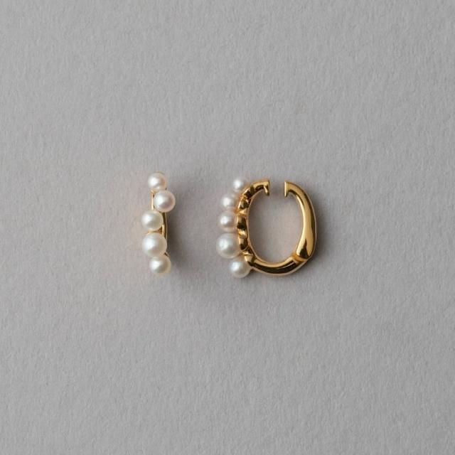 【ete】泡泡珍珠排列擁抱夾式耳環(金色)