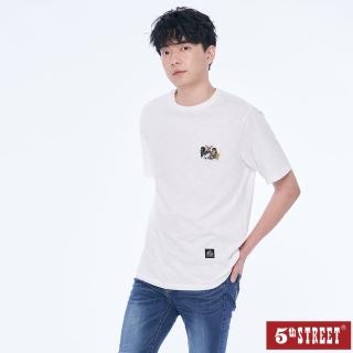 【5th STREET】男裝動物圖案短袖T恤-白色