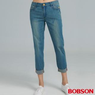 【BOBSON】女款中腰輕薄寬鬆小直筒褲(8150-58)
