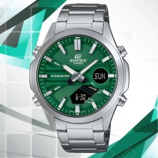 【CASIO 卡西歐】EDIFICE 長效電力 數位指針運動設計雙顯錶-綠(EFV-C120D-3A 防水100米)