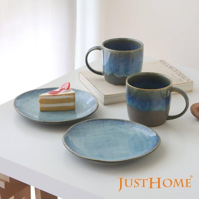 【Just Home】日式星空藍窯變陶瓷點心盤+馬克杯-午茶組(杯 盤 午茶 窯變餐具)