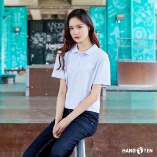 【Hang Ten】女裝-韓國同步款-短版左胸刺休閑短袖POLO衫(多色選)