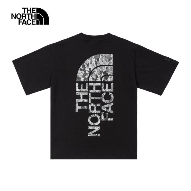 【The North Face 官方旗艦】北面UE男款黑色舒適透氣大尺寸品牌印花短袖T恤｜8864JK3