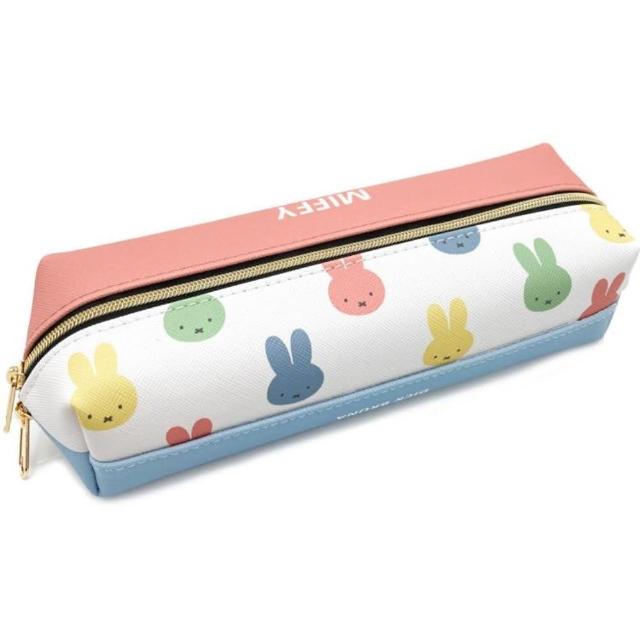 【小禮堂】Miffy 米飛兔 方形雙層筆袋 - 彩色剪影款(平輸品)