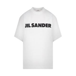 【JIL SANDER】JIL SANDER 經典LOGO 寬鬆 S號 白色 純棉 圓領短袖 T-SHIRT(J02GC0001J45047102)