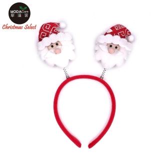 【摩達客】耶誕派對-雙聖誕老公公頭彈簧髮箍(聖誕髮箍)