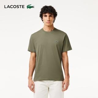 【LACOSTE】男裝-經典版型logo棉質短袖T恤(坦克綠)