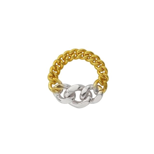 【Olivia Yao Jewellery】歐美個性風 漸層雙色拼接 鎖鍊戒指(Ouro Collectionn)
