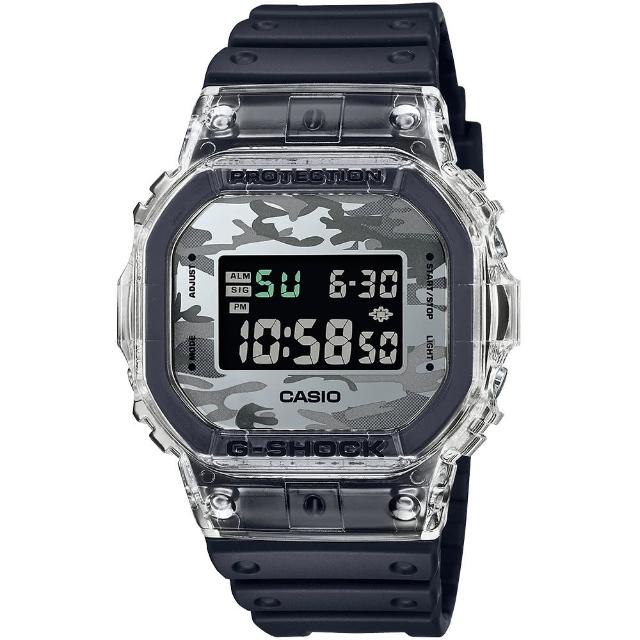 CASIO 卡西歐】G-SHOCK 半透明迷彩潮流電子手錶(DW-5600SKC-1) - momo