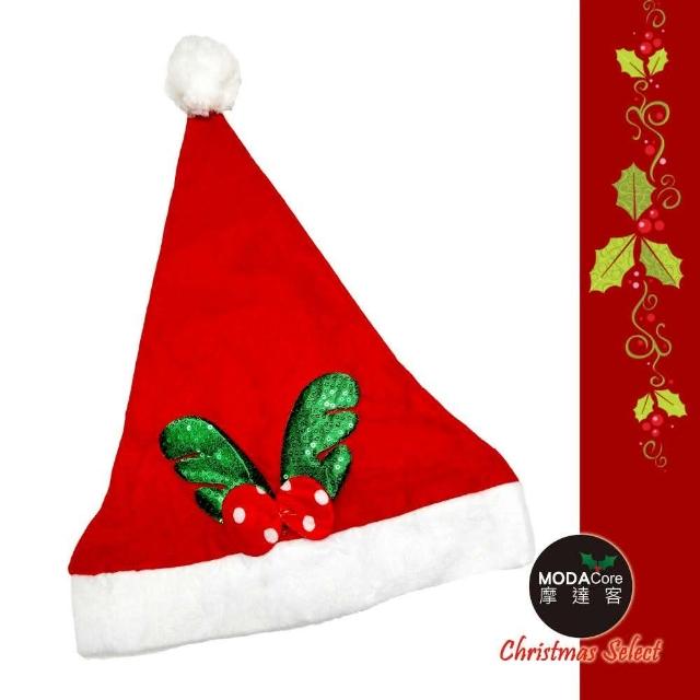 【交換禮物】摩達客-耶誕派對-綠亮片鹿角紅白圓點聖誕帽(小)