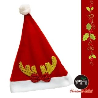 【交換禮物】摩達客-耶誕派對-小金亮片鹿角蝴蝶結聖誕帽