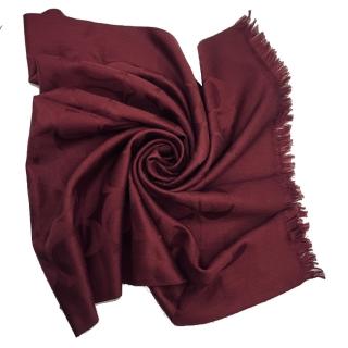【COACH】C LOGO羊毛混桑蠶絲巾圍巾(深邃紅)