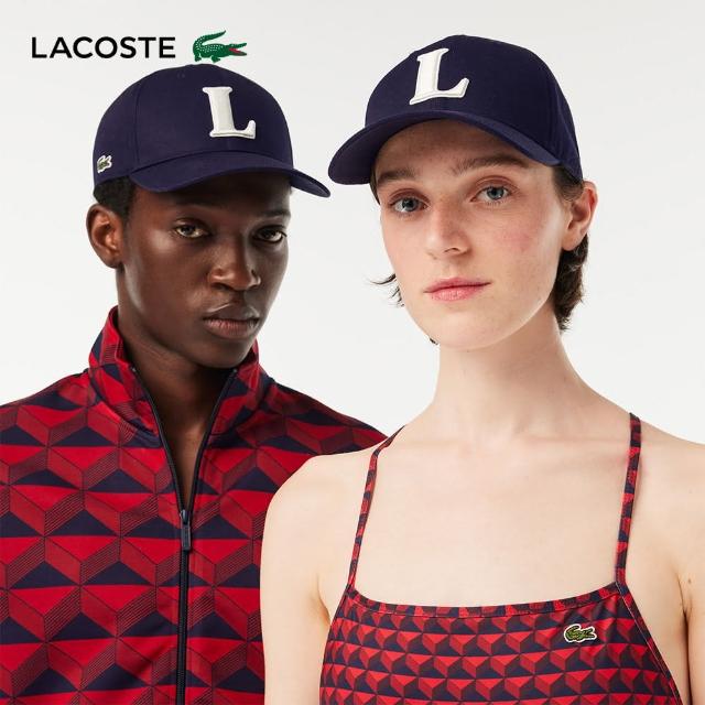 【LACOSTE】中性款-3D刺繡棉斜紋棒球帽(深淵藍)