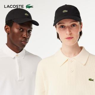 【LACOSTE】中性款-有機棉帆布帽(黑色)