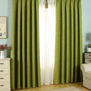 【小銅板】亞麻綠 遮光窗簾 寬130X高160-2片入-總寬260公分(1套2片入)