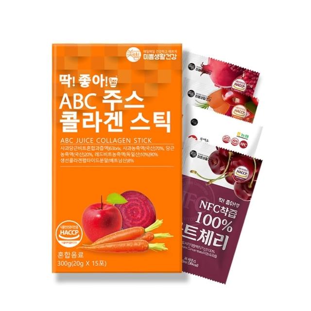 【MIPPEUM 美好生活】ABC果汁膠原蛋白果凍條1盒+NFC果汁10入超值組(原廠總代理)