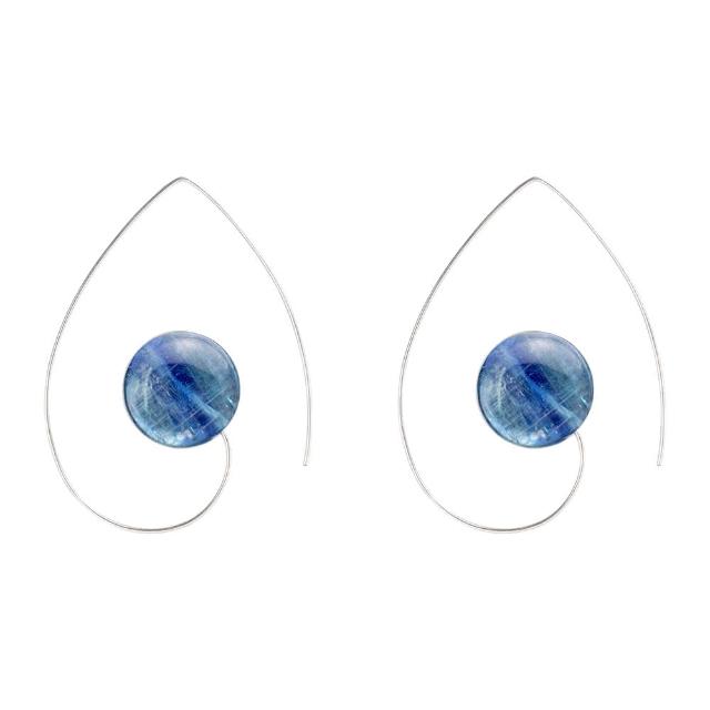 【Olivia Yao Jewellery】寧靜深海天然藍晶石純銀耳環(Malta Collection)