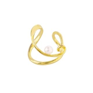 【Olivia Yao Jewellery】無耳洞設計 925純銀律動曲線天然珍珠耳夾(Fern Collection)