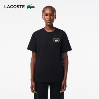 【LACOSTE】母親節首選女裝-經典鱷魚印花Logo短袖T恤(黑色)