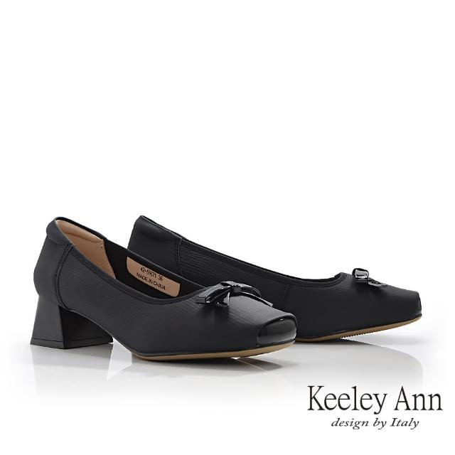 【Keeley Ann】鞋面壓紋粗跟包鞋(黑色425567110-Ann系列)